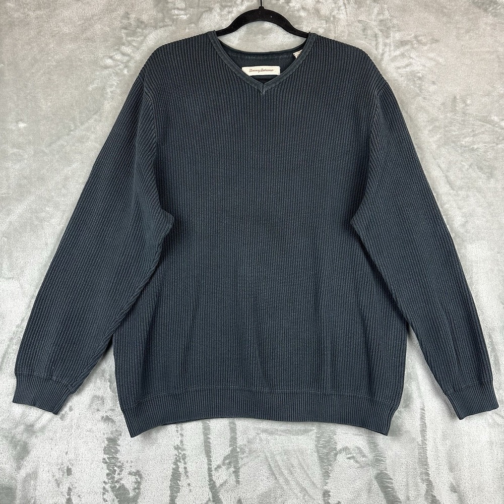 Tommy Bahama V-Neck Sweater Men's XL Blue (faded) 100% Cotton